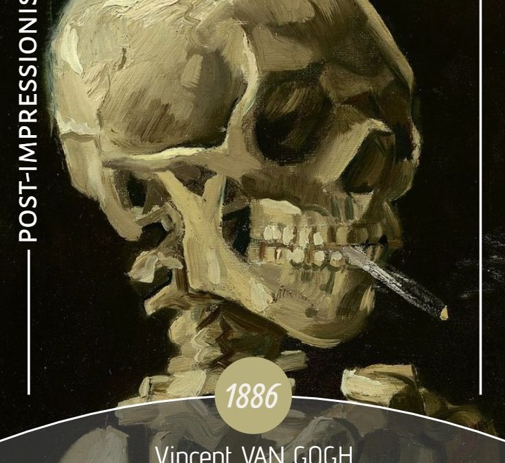 Crâne de squelette fumant une cigarette